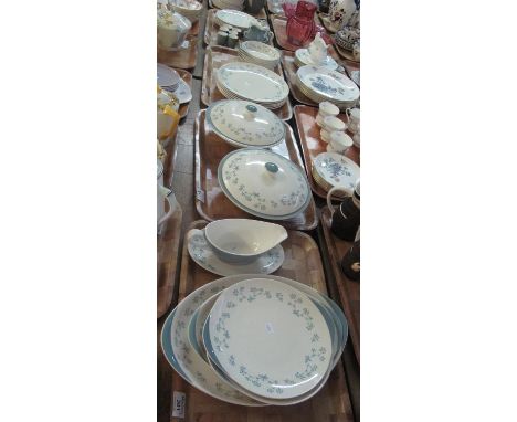 Six trays of Royal Doulton 'April Showers' design dinner and teaware items, various to include; cups, saucers, teapots, cream