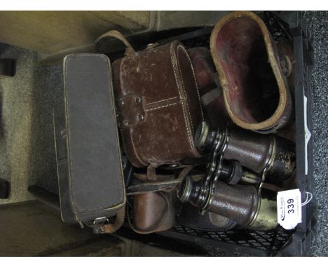 Box containing vintage binoculars in fitted cases, 'Annabelle 8' cinecamera etc. (B.P. 21% + VAT)  Black binoculars 8x25 opti