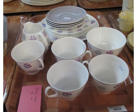 15 piece Shelley 'Naples' 14281 fine bone china part teaset comprising; four cups, four saucers, four side plates, sandwich p
