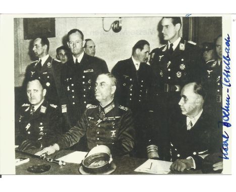 WW2 Karl Boehm Tettelbach signed 6 x 4 inch b/w portrait photo in uniform we think at the surrender talks, German army office