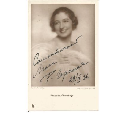 Rosalia Gorskaya signed 6x4 vintage photo. Opera singer. Good Condition. All autographed items are genuine hand signed and co
