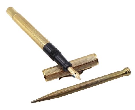 Schreibzeug Vintage 1. Füller, Goldfeder gest. 14 k, Gehäuseklammer gest. 585, Gebrauchsspuren, Länge ca. 11,3 cm 2. Drehblei