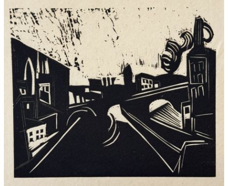 Holzschnitt - Josef Achmann (1885 Regensburg - 1958 Schliersee) "Stadt", unsigniert, Maße Darstellung ca.19,5x24 cm, Blattmaß