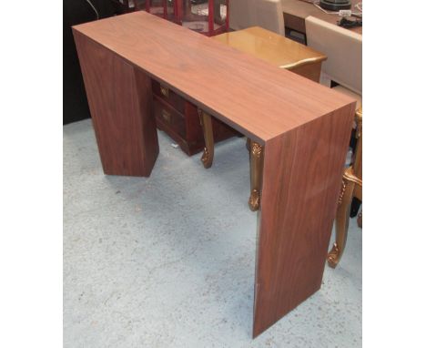 CONSOLE TABLE, wooden contemporary style with triangular end supports, 120cm x 35cm x 80cm H.