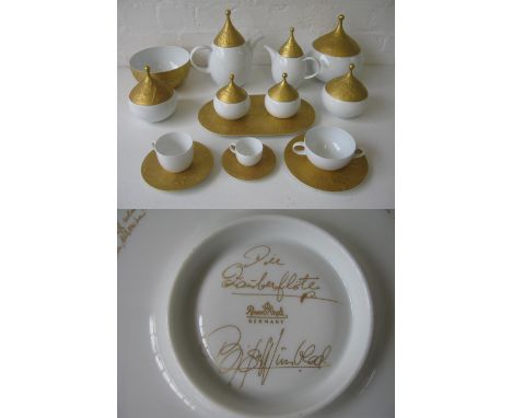 ROSENTHAL PART TEA/COFFEE SERVICE, circa 1950's, designed by Bjorn Wiinblad, 'Die Zaubarflute' (The Magic Flute) pattern, inc