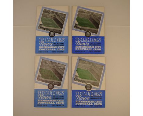 4 x Birmingham City 1957-58 football programmes, Vs Nottingham Forest Sept 4 1957, Vs West Bromwich Albion Dec 26 1957, Vs Bu