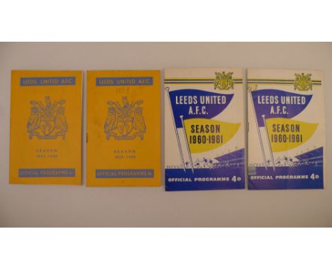 4 x Leeds United 1959-60 football programmes, Vs Manchester United Sept 16 1959, Vs Rotherham United Aug 27 1960, Vs Luton To