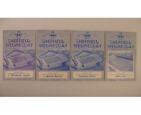 4 x Sheffield Wednesday 1955-56 Season football programmes, Vs Plymouth Argyle Aug 20 1955, Vs Swansea City Sept 17 1955, Vs 