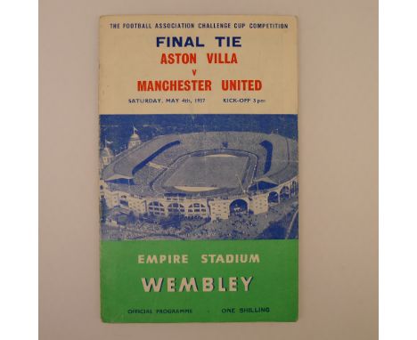 1 x FA Cup Final 1957 programme Aston Villa Vs Manchester United May 4 1957 at Empire Stadium Wembley, has a very feint fold 