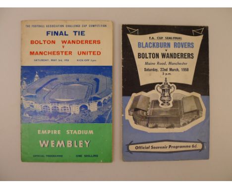 2 x FA Cup 1958 programmes comprising 1 x Final Bolton Wanderers Vs Manchester United May 3 1958 at Empire Stadium Wembley an