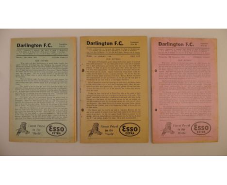 3 x Darlington 1954-55 football programmes, Vs Oldham Athletic Mar 19 1955, Vs Stockport County Sept 15 1954 and Vs York City