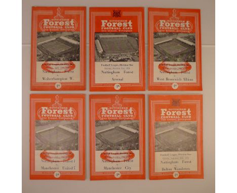 6 x Nottingham Forest 1959-60 football programmes, Vs Manchester United Dec 12 1959, Vs Manchester City Dec 19 1959, Vs Arsen