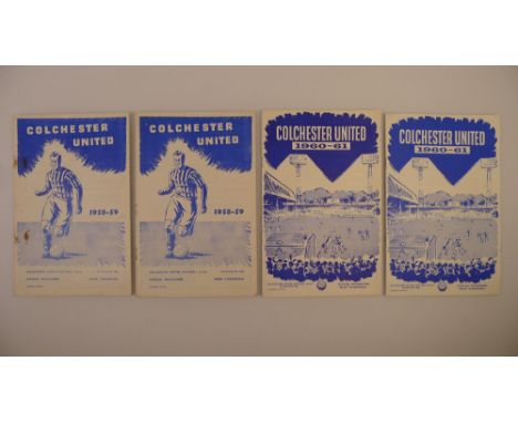 4 x Colchester United 1959-60 football programmes, Vs Brentford Mar 21 1959, Vs Bradford City Mar 7 1959, Vs Newport County D