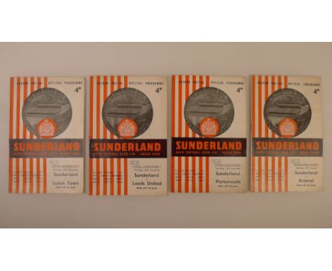 4 x Sunderland 1957-58 Season football programmes, Vs Arsenal Aug 24 1957, Vs Portsmouth Dec 14 1957, Vs Leeds United Dec 26 