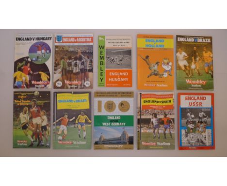 10 x England Home International programmes from 1965 to 1984 comprising 1 x Vs Hungary May 5 1965, 1 x Vs West Germany March 