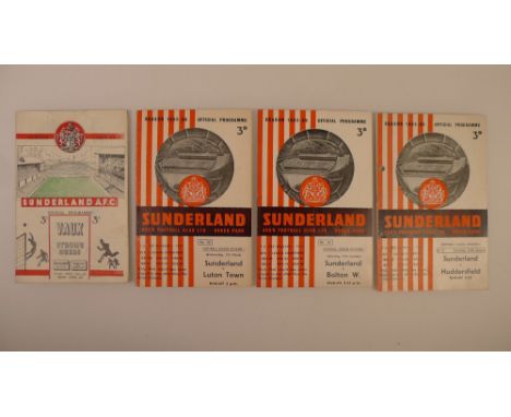 4 x Sunderland 1955-56 football programmes, Vs Portsmouth Jan 22 1955, Vs Huddersfield Town Aug 27 1955, Vs Bolton Wanderers 
