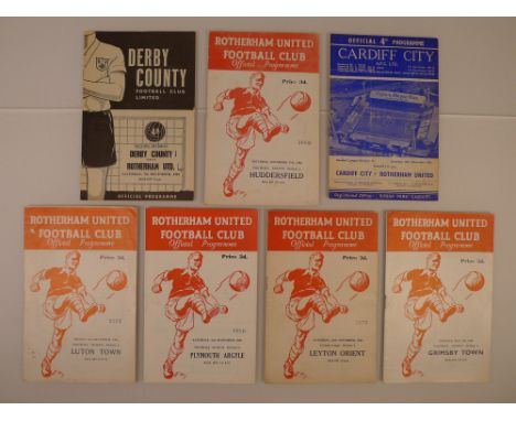 7 x Rotherham 1962-63 football programmes, Vs Leyton Orient Nov 30 1963, Vs Luton Town Dec 21 1962, Vs Cardiff City (away) No