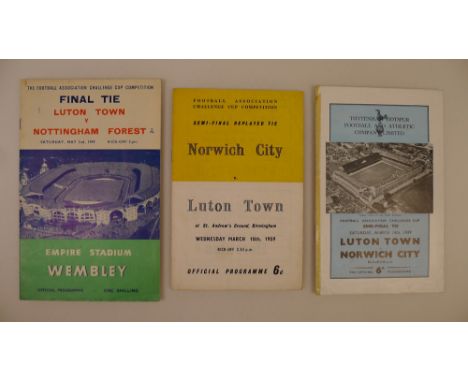 3 x FA Cup 1959 programmes comprising 1 x Final Luton Town Vs Nottingham Forest May 2 1959 at Empire Stadium Wembley, 1 x Sem