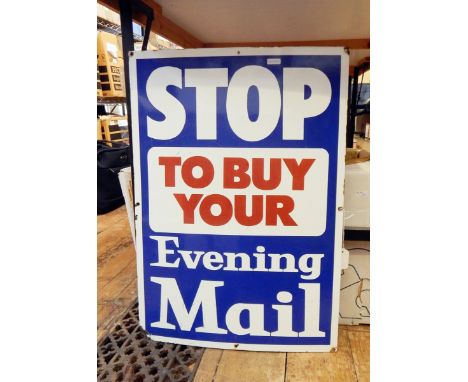 Enamel advertising sign "Stop to Buy your Evening Mail", 61cm x 43cm 
