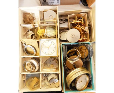 Large quantity of small clock, pocket watch and other watch parts (5 boxes) 
