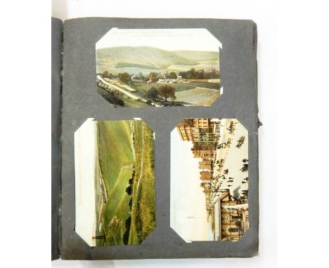Postcard album and contents of topographical postcards of Britain including North Yorkshire, London, Isle of Wight, Clacton-o