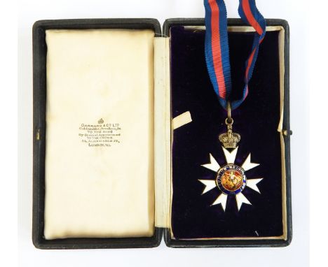 CMG (Order of St Michael and St George medal) with usual enamel decoration, on blue and red ribbon, in fitted Garrard & Co bo