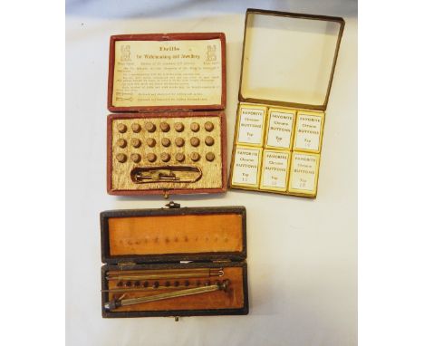 French set of watchmaker's small drills, another set of watchmaker's drill-type tools, cased, calipers, other tools and parts