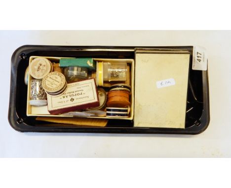 Quantity of small boxes of watch parts including ruby pins and large quantity of watch glasses and faces 
