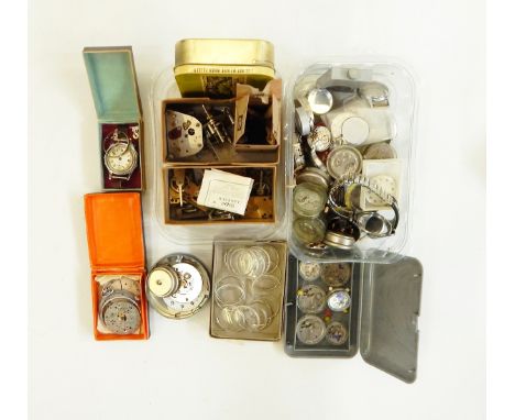 Quantity of watch movements, parts and small clock movements 
