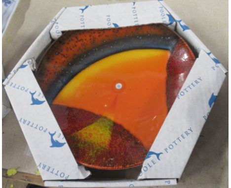 A Poole Pottery Orbit pattern dish, boxed