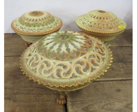 Three Royal Worcester blush ivory covered pot pourri