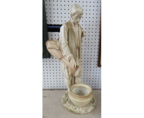 A large Royal Worcester blush ivory figure, of a man pouring water into a vase, height 18insCondition Report:  Good condition