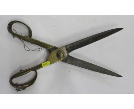 T Wilkinson &amp; Son, a pair of brass and steel large scissors, length 15ins