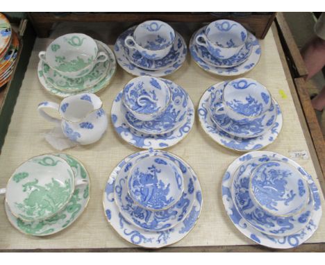 A collection of Royal Worcester blue dragon tea ware and green dragon