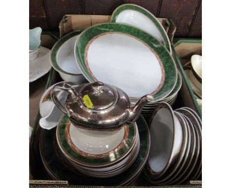 A Royal Worcester Mosaic pattern dinner service and a lustre tea pot