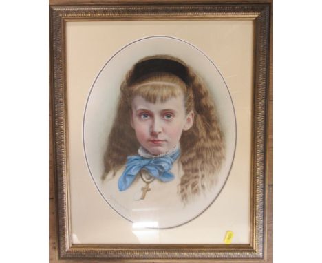 R H Rutherford, 1874, oval watercolour, portrait, maximum diameter 14ins