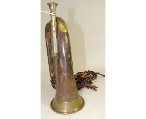 A Church Lads Brigade copper and brass bugle dated 1906, with attached lanyard