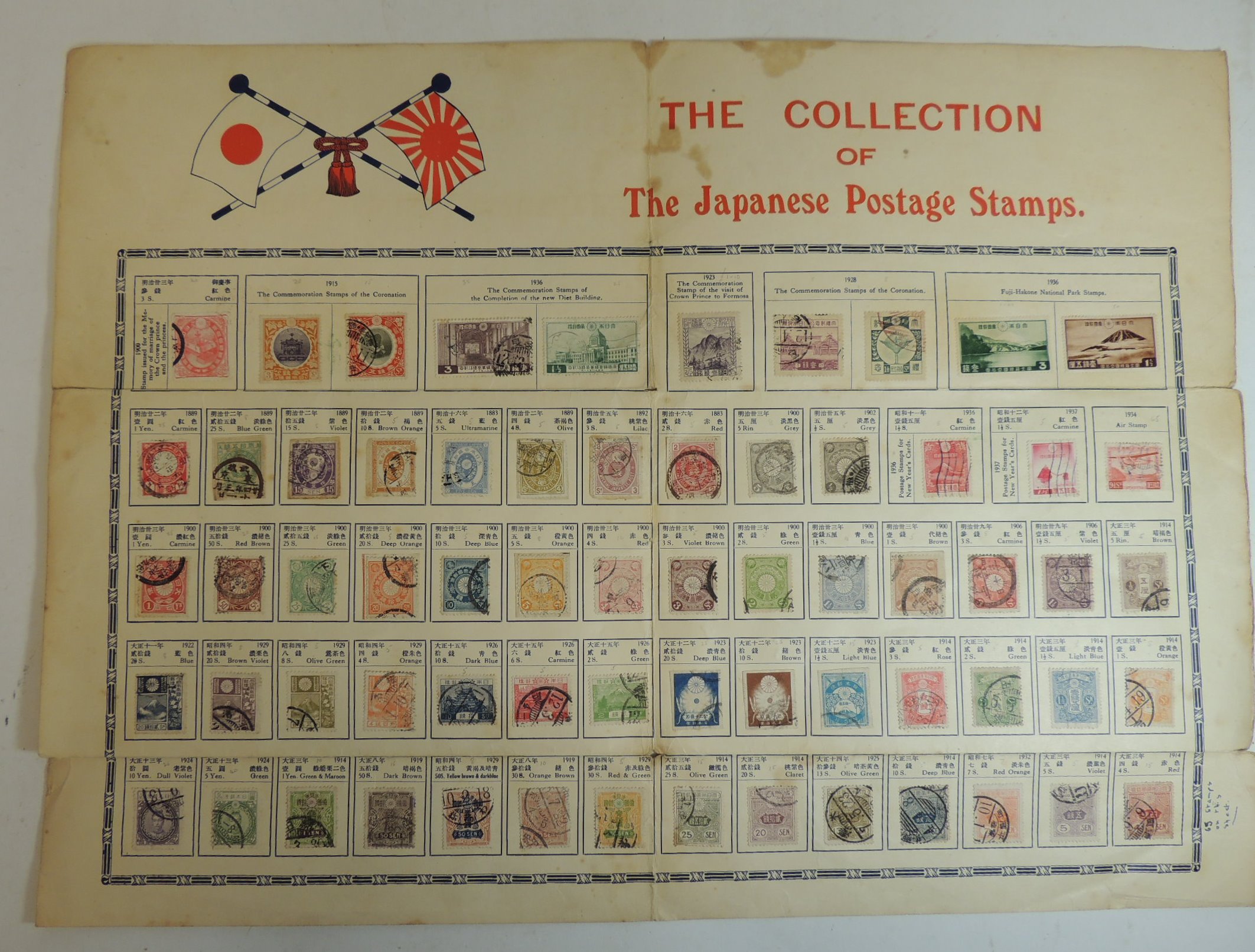 Japan The Collection of The Japanese Postage Stamps on a single