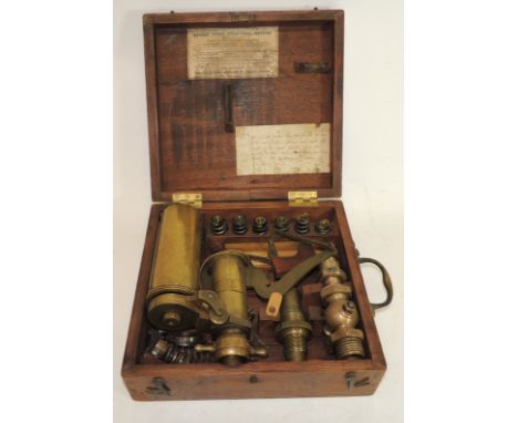 A Richards' Patent Steam-Engine Indicator by Elliott Bros, London, in fitted wood box with manufacturers label inside lid  ++