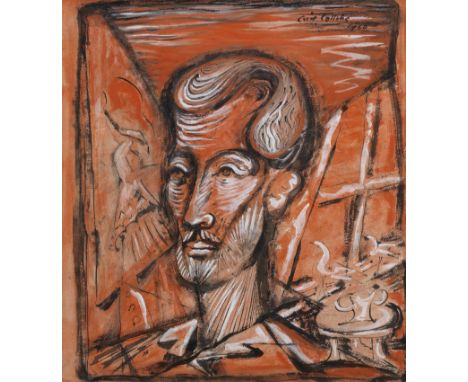 Cecil Collins (British, 1908-1989)Self-Portrait signed and dated 'Cecil Collins/1950' (upper right); further signed, titled a