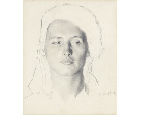 Gerald Leslie Brockhurst R.A., R.P., R.E. (British, 1890-1978)Portrait study of a lady signed 'G.L.Brockhurst' (lower right)p