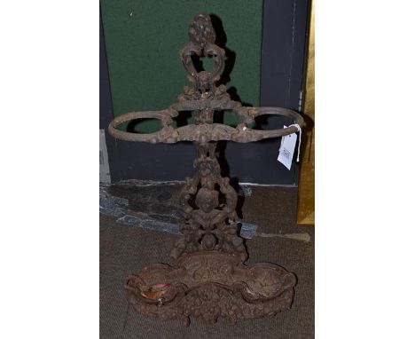 A Victorian cast iron stick stand 37cm by 35cm 