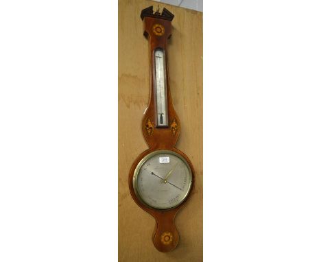 An early 19th century mahogany shell inlaid wheel barometer, signed A Corti