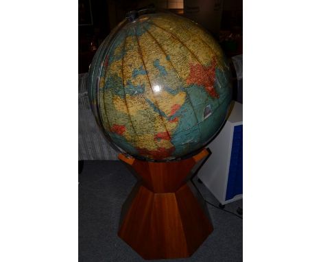 A large floor standing illuminated terrestrial globe with by Georama Ltd with Art Deco style base circa 1905 (a.f.) approxima