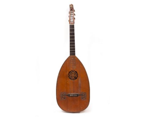 A 19TH CENTURY CONTINENTAL LUTE reputedly from Claydon House, The Verney family, 98cm long 