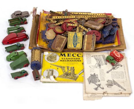 A COLLECTION OF TIMPO, CHARBENS, SCHUCO, CHAD VALLEY AND DINKY TOY VEHICLES together with a collection of mid 20th century Me