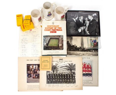 A QUANTITY OF RUGBY MEMORABILIA formerly the property of Pat Marshall, the well known rugby correspondent of The Daily Expres