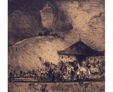 FRANK BRANGWYN (1867-1956) The Fairground, etching, signed in pencil in the margin, 19.5cm x 20.5cm