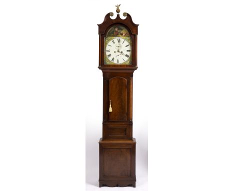 A 19TH CENTURY MAHOGANY EIGHT DAY LONGCASE CLOCK by Mankinch, Fife, Scotland, with painted roman numerals, two subsidiary dia