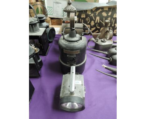 Four Railway Related Lamps, Lamp Manufacturing 22/7, Scout, Bardic and modern brass Duck Lamp